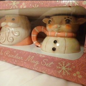 Santa Claus and Reindeer PINK Mug Set! JOHANNA PARKER CHRISTMAS 🎄
